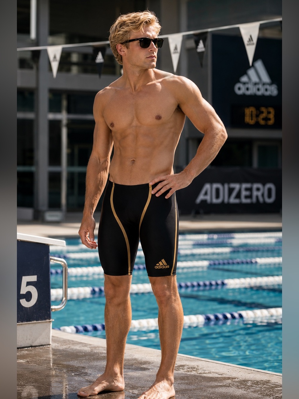 Adidas Adizero XX Jammer EK1328 NWT FINA Race Tech Suit 24 Black Gold Reflective